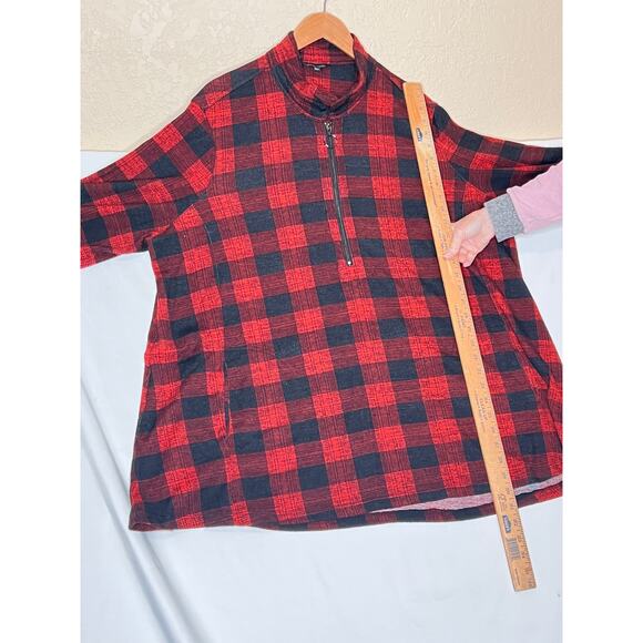 John Mark size 2X buffalo plaid sweater pockets red/black cabincore rustic - Picture 10 of 10